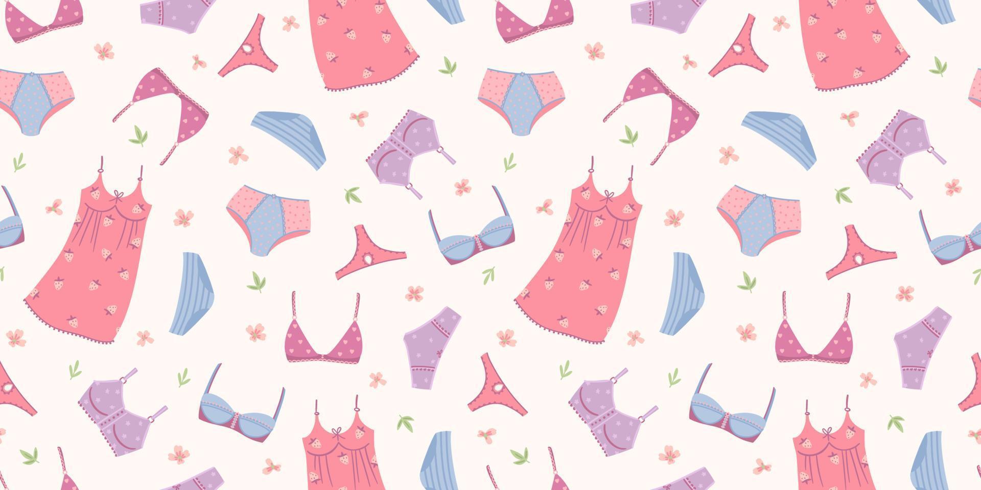 Seamless pattern with womens underwear. Vector design concept for International Women s Day and other use