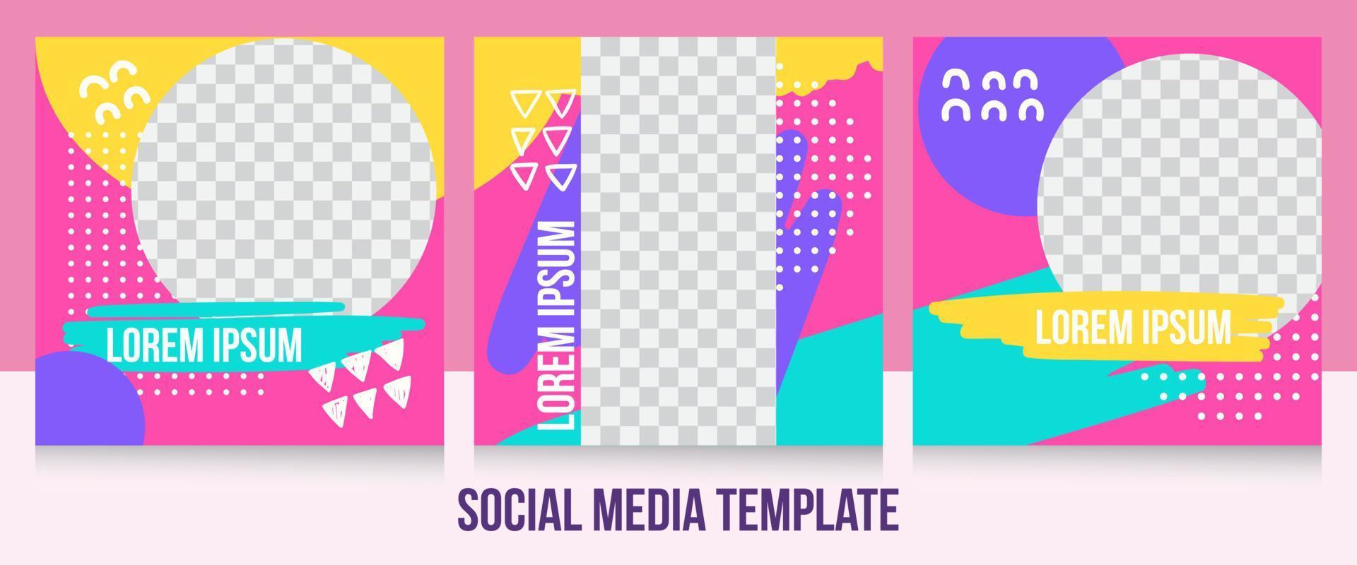 social media template Colorful Memphis Pink vector