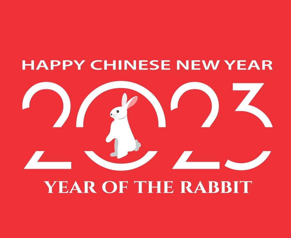 Happy Chinese new year 2023 year of the rabbit White Design Vector Abstract Illustration With Red Background