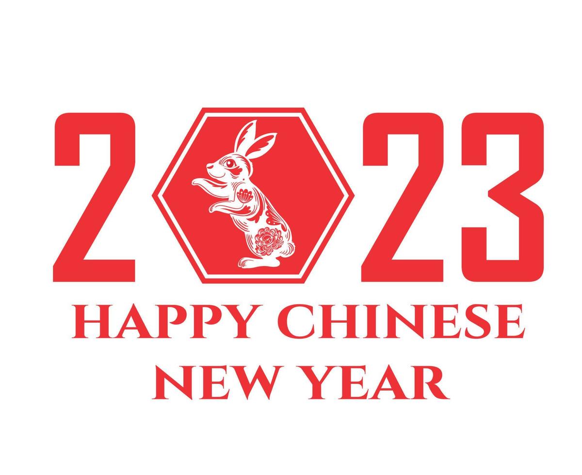 Happy Chinese new year 2023 year of the rabbit Abstract Red Vector Illustration