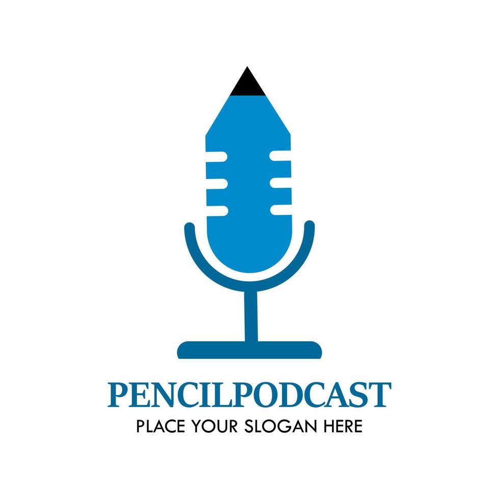 Pencilpodcast logo design template illsutration. there are pencilpodcast. this is good for education, musical, art, etc vector