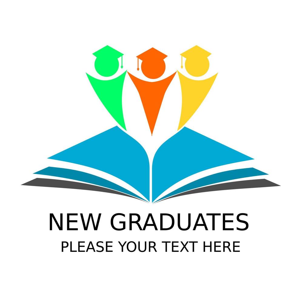 New graduates logo design template illustration. the book and student. is good for education vector