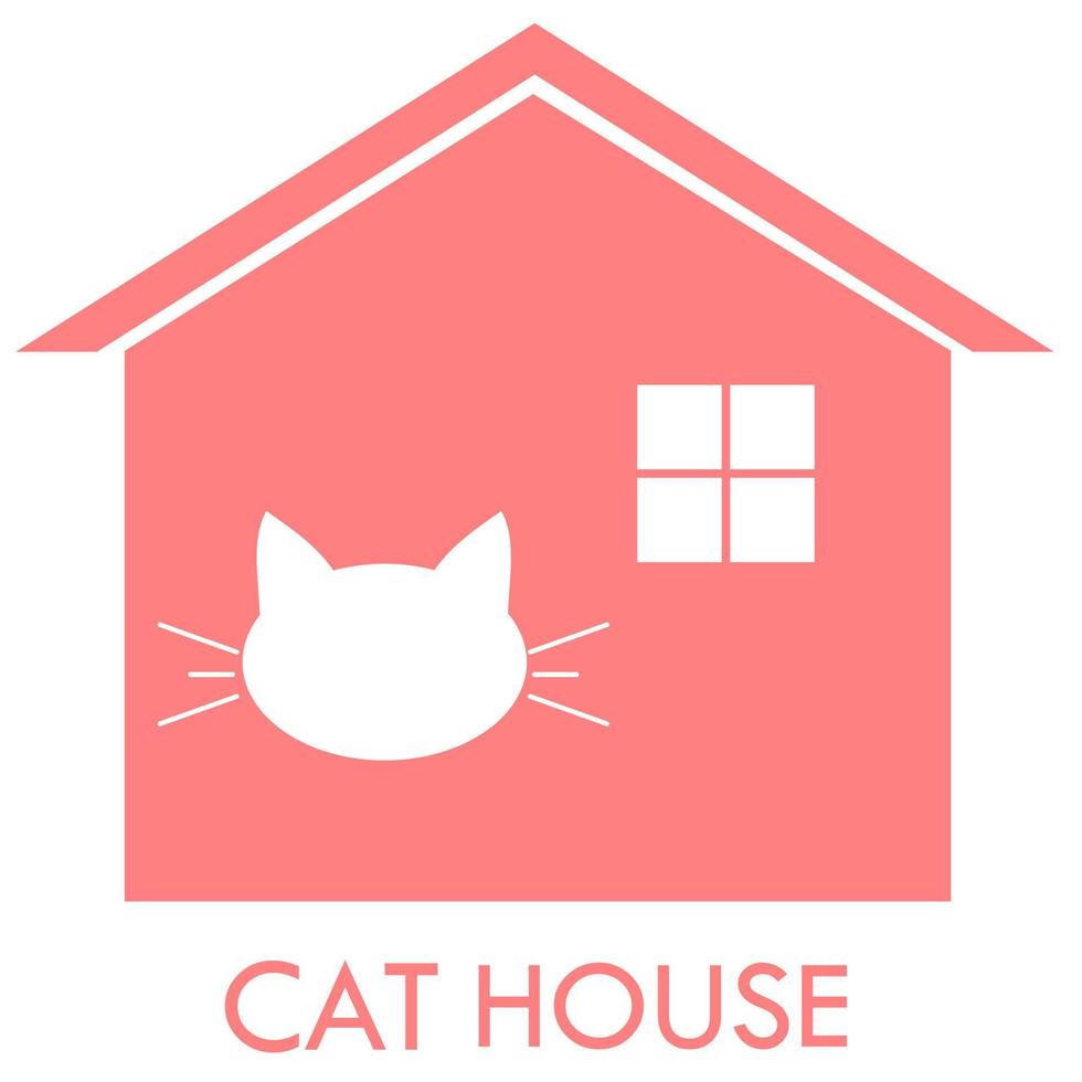ilustración de la plantilla de diseño del logotipo de la casa del gato. hay gato y casa. vector