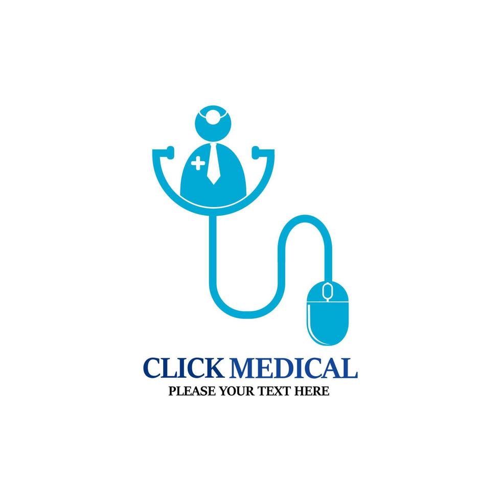 Click medical logo design template illustration. there mouse and plus cross symbol.this is for good medical vector