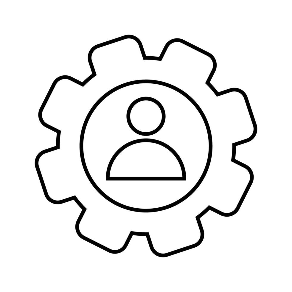 Gear, man, specialist outline icon. vector