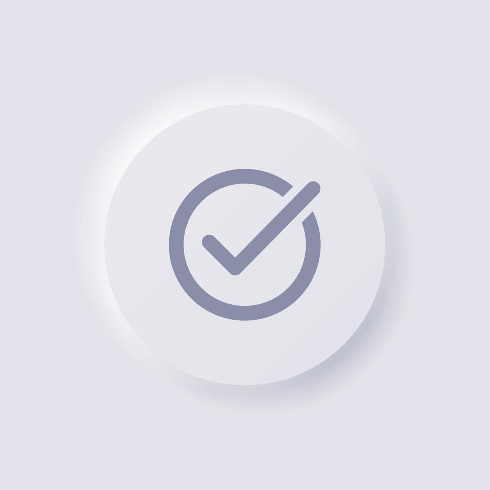 Check mark icon, Tick icon, White Neumorphism soft UI Design for Web design, Application UI and more, Button, Vector. vector