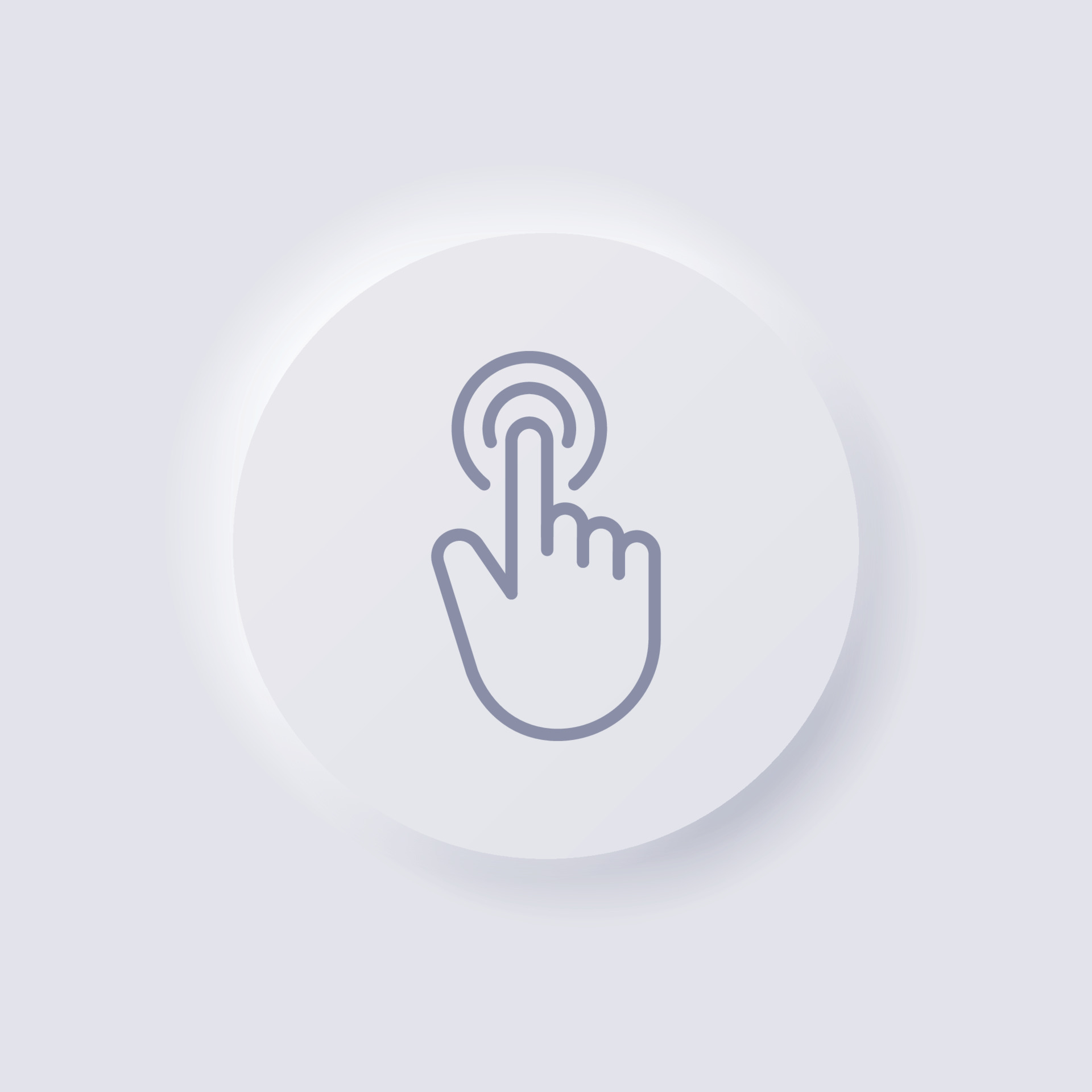 Finger touch icon, White Neumorphism soft UI Design for  design