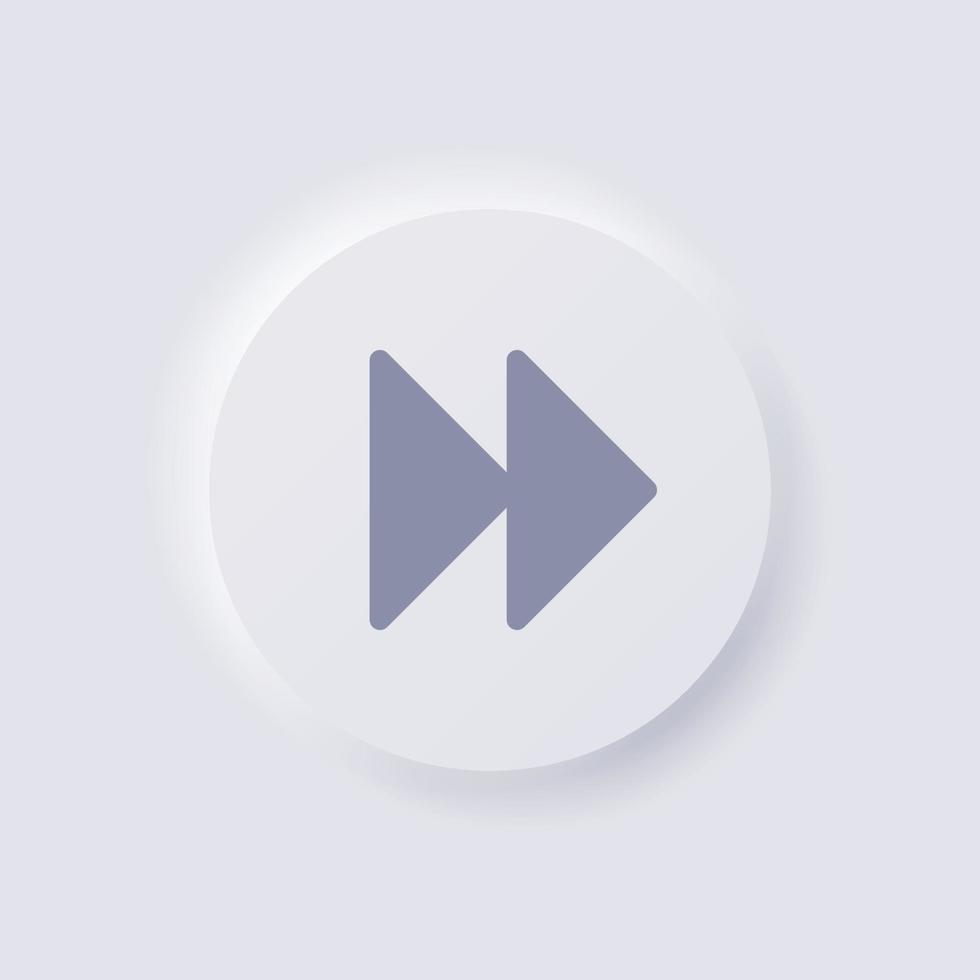 Fast forward symbol icon, White Neumorphism soft UI Design for Web design, Application UI and more, Button, Vector. vector