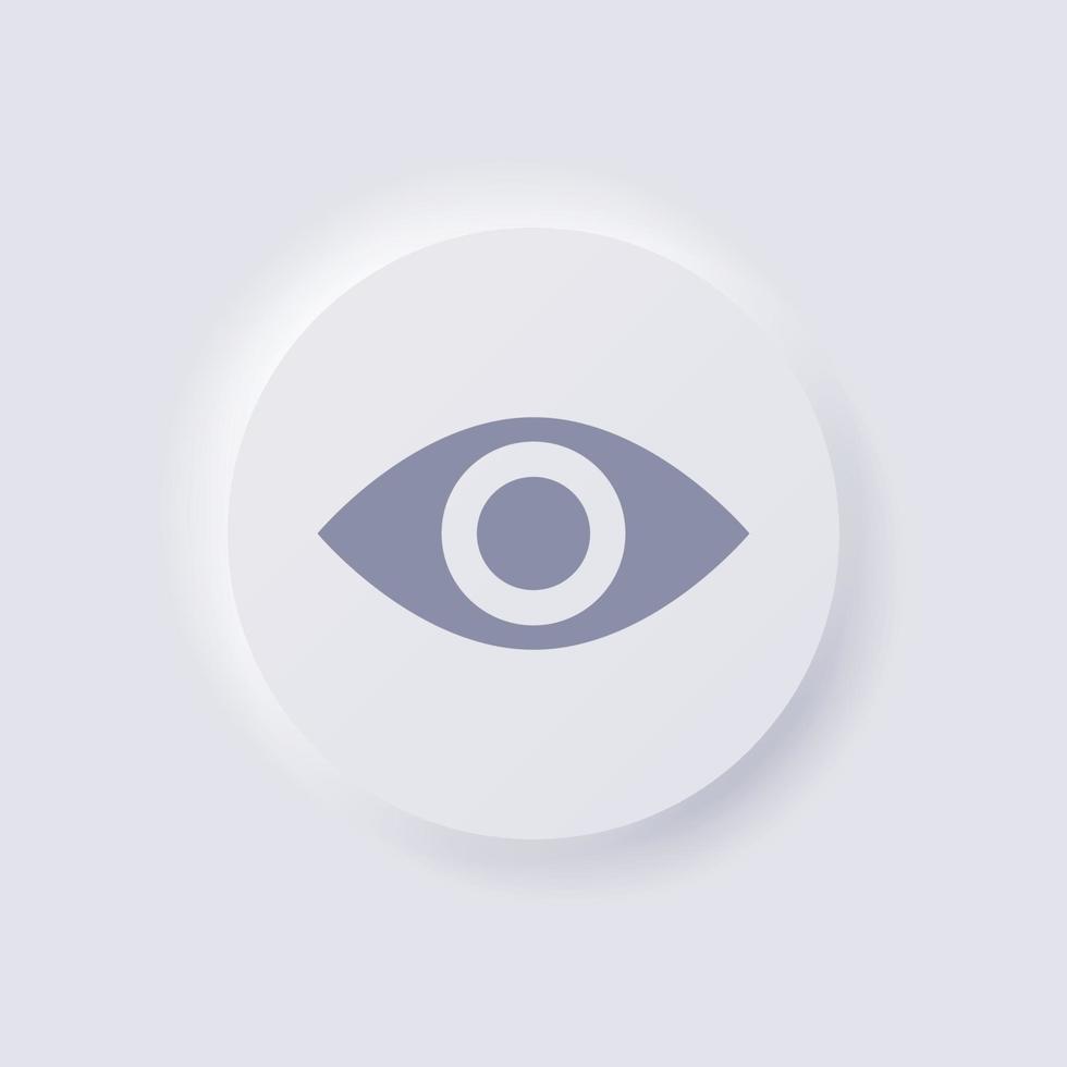 icono de botón de apertura de ojos, diseño de interfaz de usuario suave de neumorfismo blanco para diseño web, interfaz de usuario de aplicación y más, botón, vector. vector