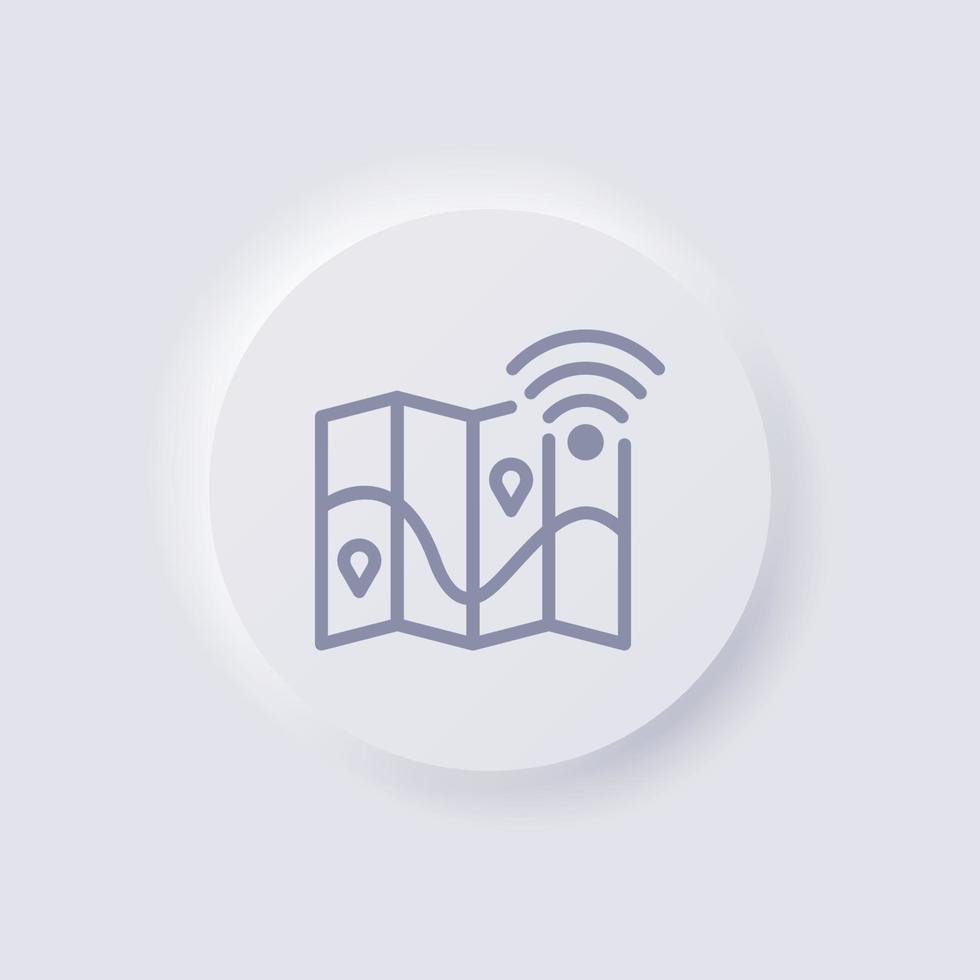 Online Map icon, White Neumorphism soft UI Design for Web design, Application UI and more, Button, Vector. vector