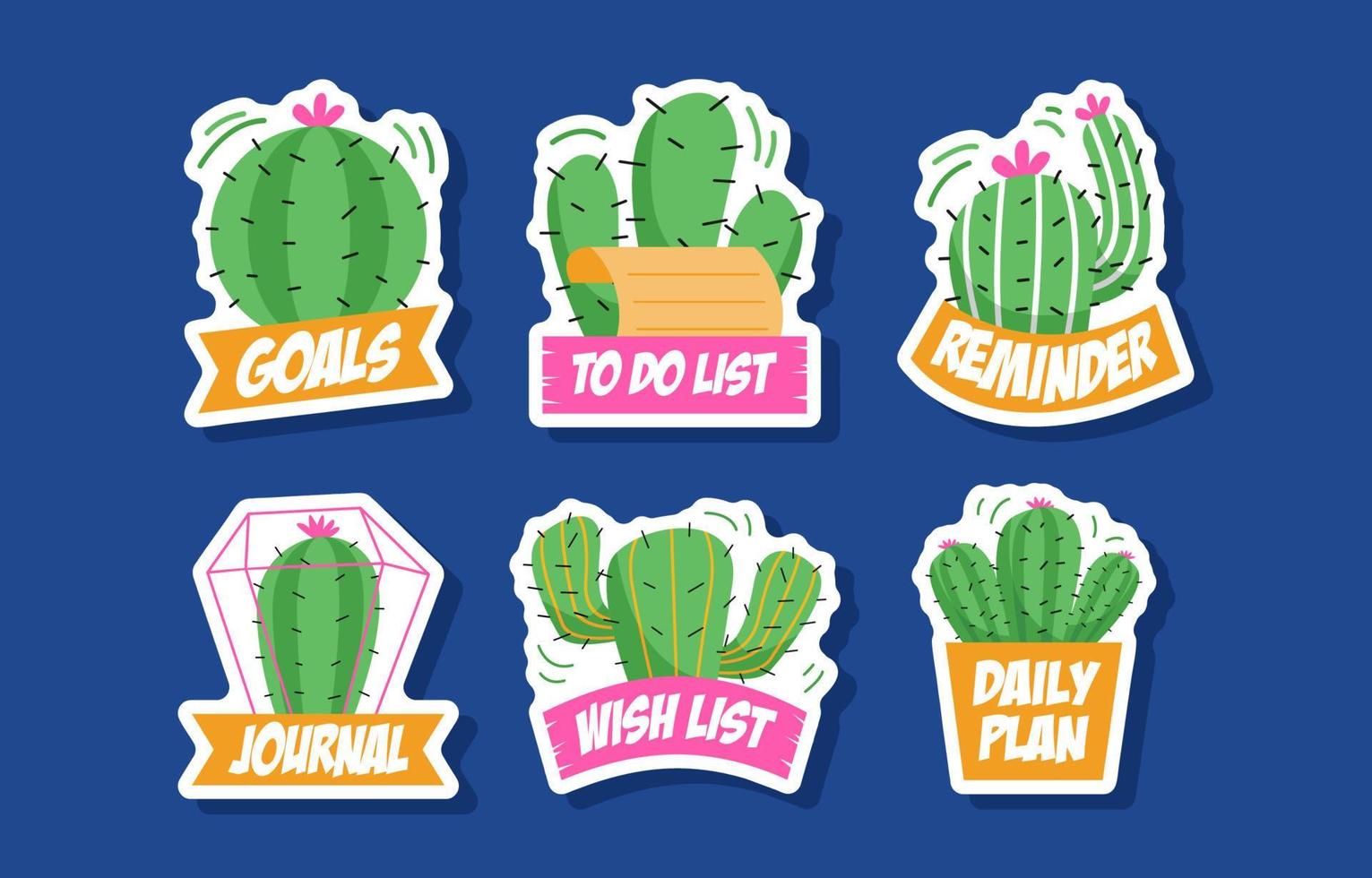 lindo juego de pegatinas de cactus vector