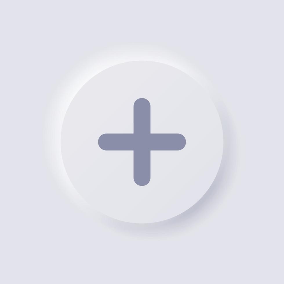 Plus sign icon, White Neumorphism soft UI Design for Web design, Application UI and more, Button, Vector. vector