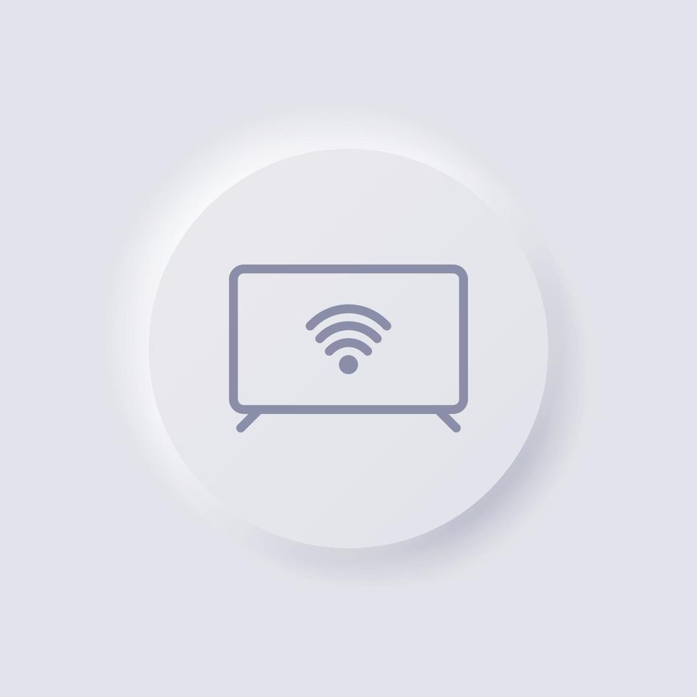 Smart tv Icon, White Neumorphism soft UI Design for Web design, Application UI and more, Button, Vector. vector
