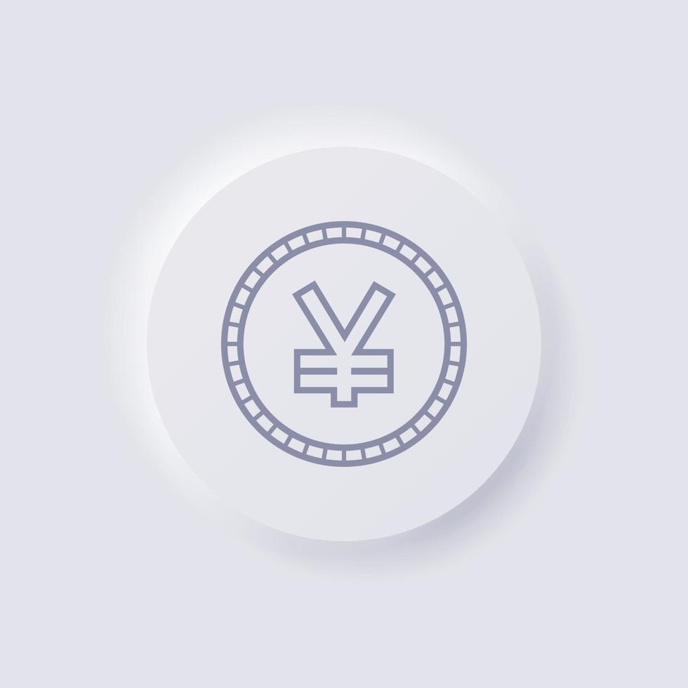 Japanese yen currency symbol coin icon, White Neumorphism soft UI Design for Web design, Application UI and more, Button, Vector. vector