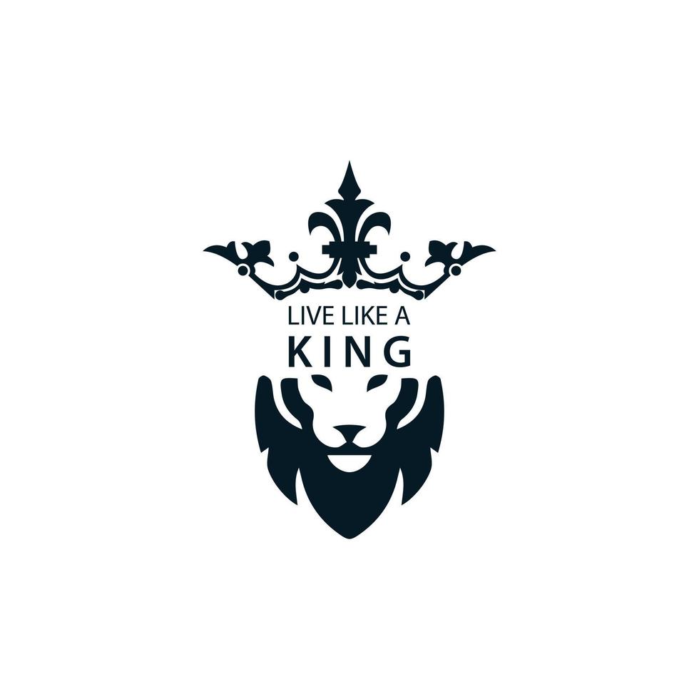 lion head crowned king logo icon vector