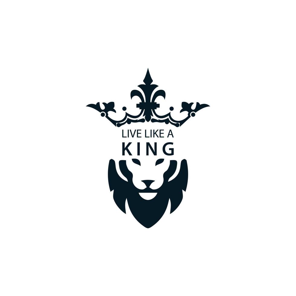 lion head crowned king logo icon vector