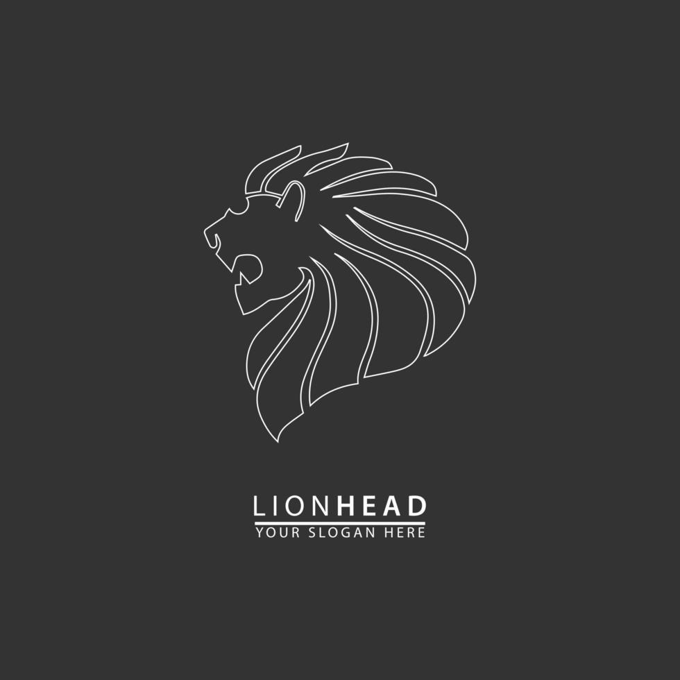 lion head outline black background logo icon vector