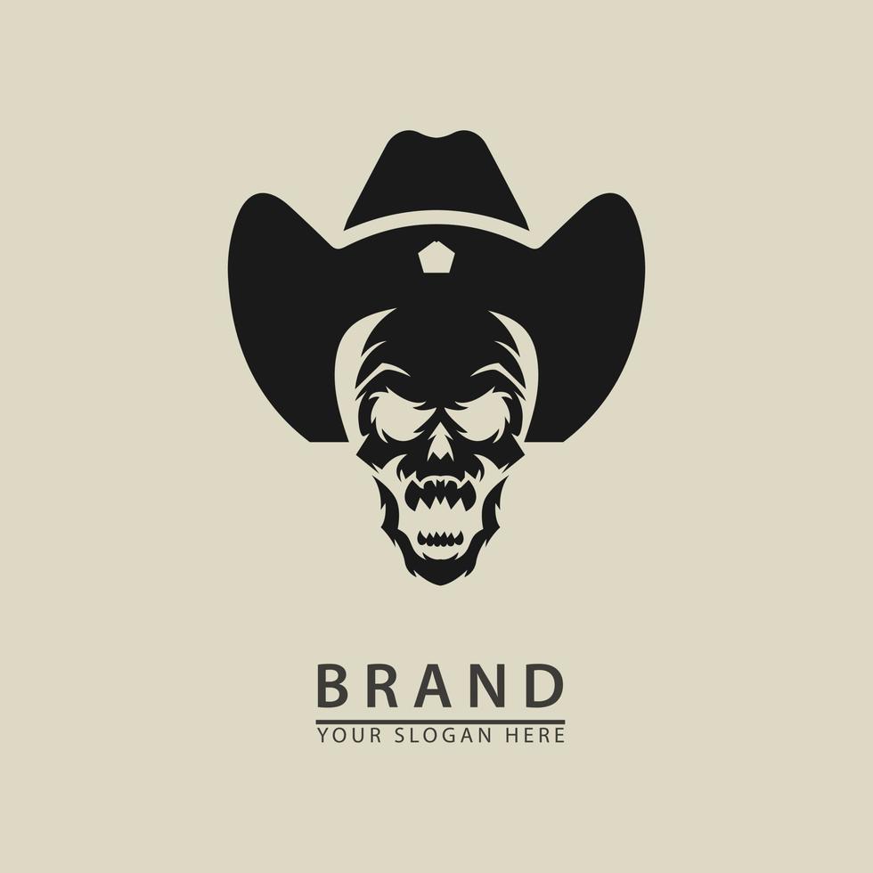 vaquero, cráneo, vector, para, logotipo, icono vector