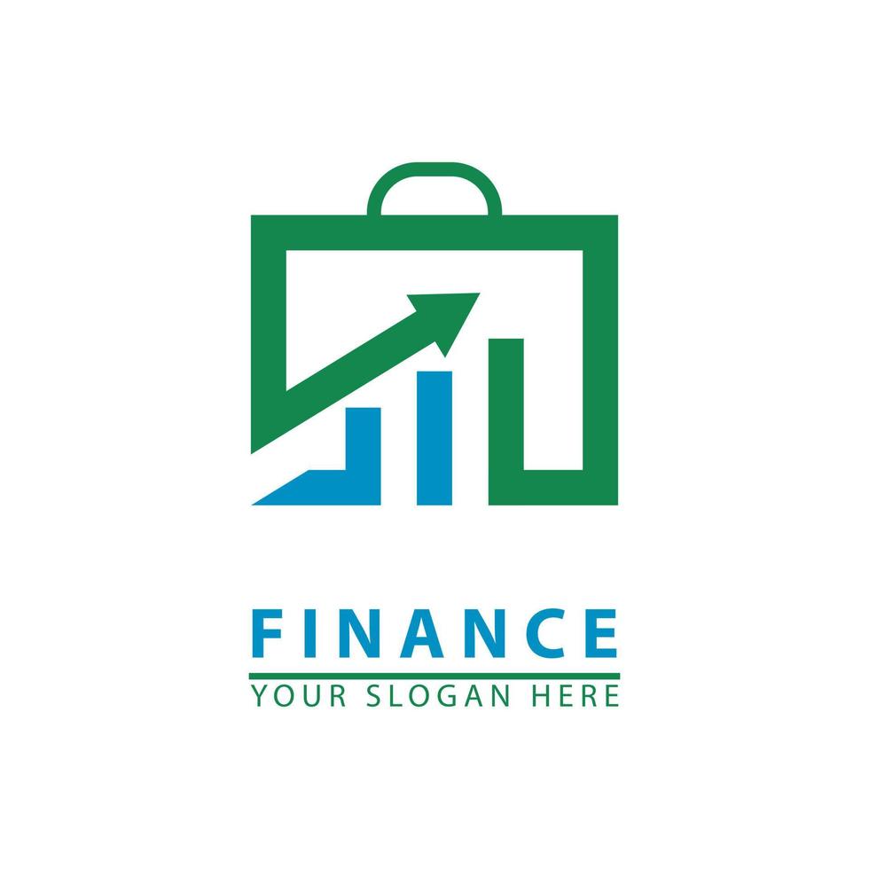 vector de maletín y diagrama financiero para el icono del logotipo