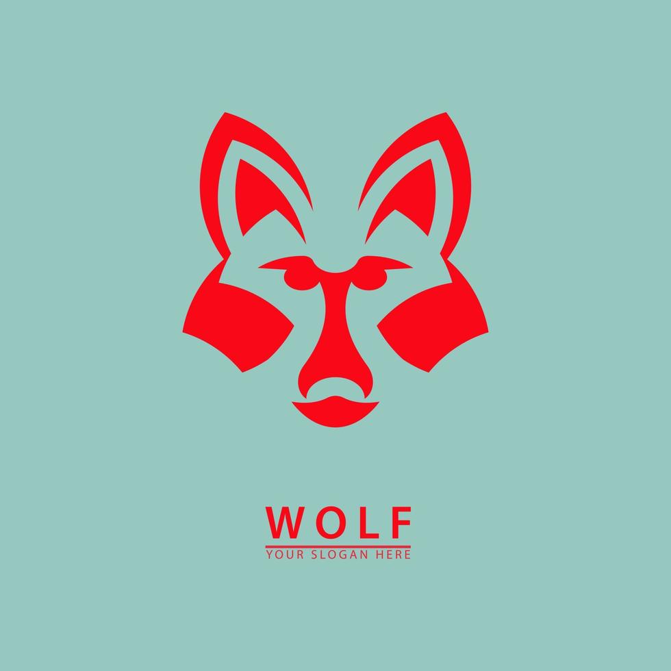 vector de cabeza de lobo rojo para icono de logotipo