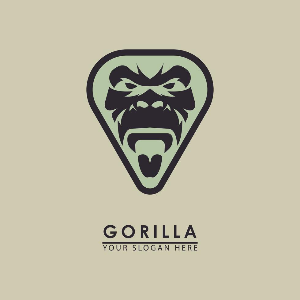 vector illustration of a gorilla roaring in a triangle for a logo icon