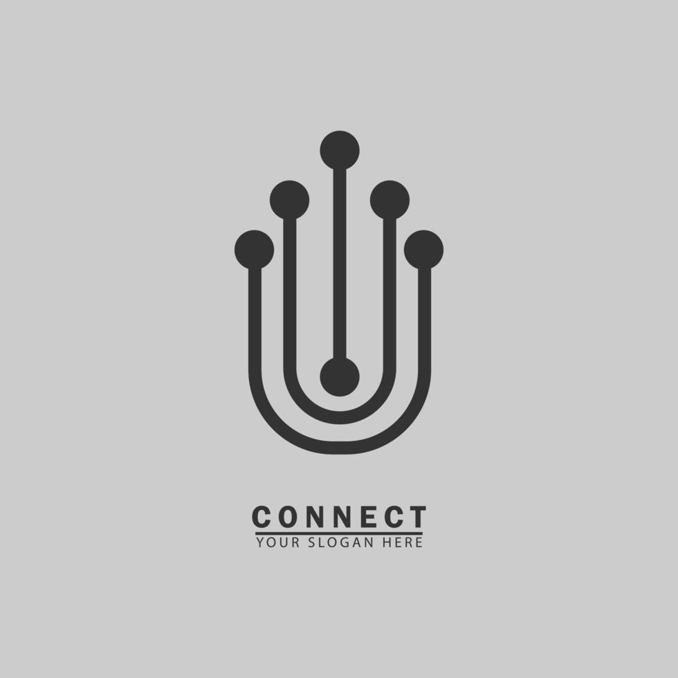 the letter u connects to the computer logo icon vector