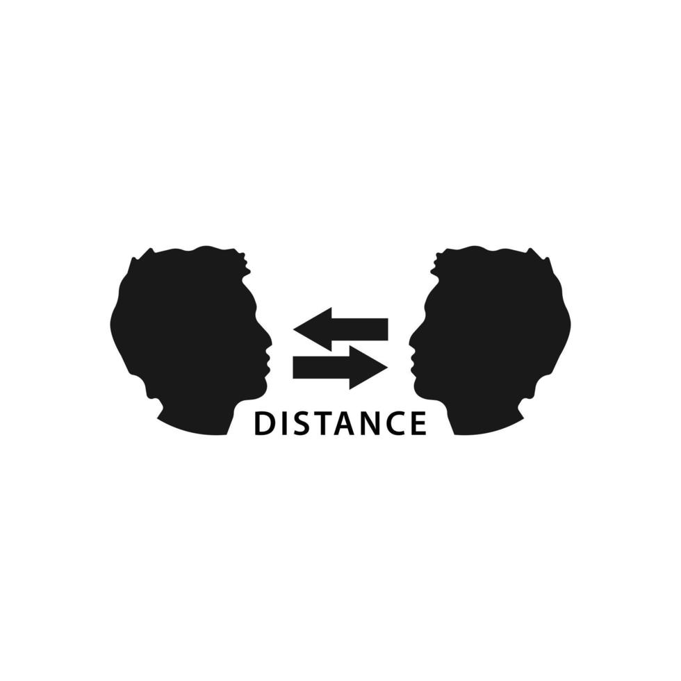 two opposite human faces keep distance logo icon vector