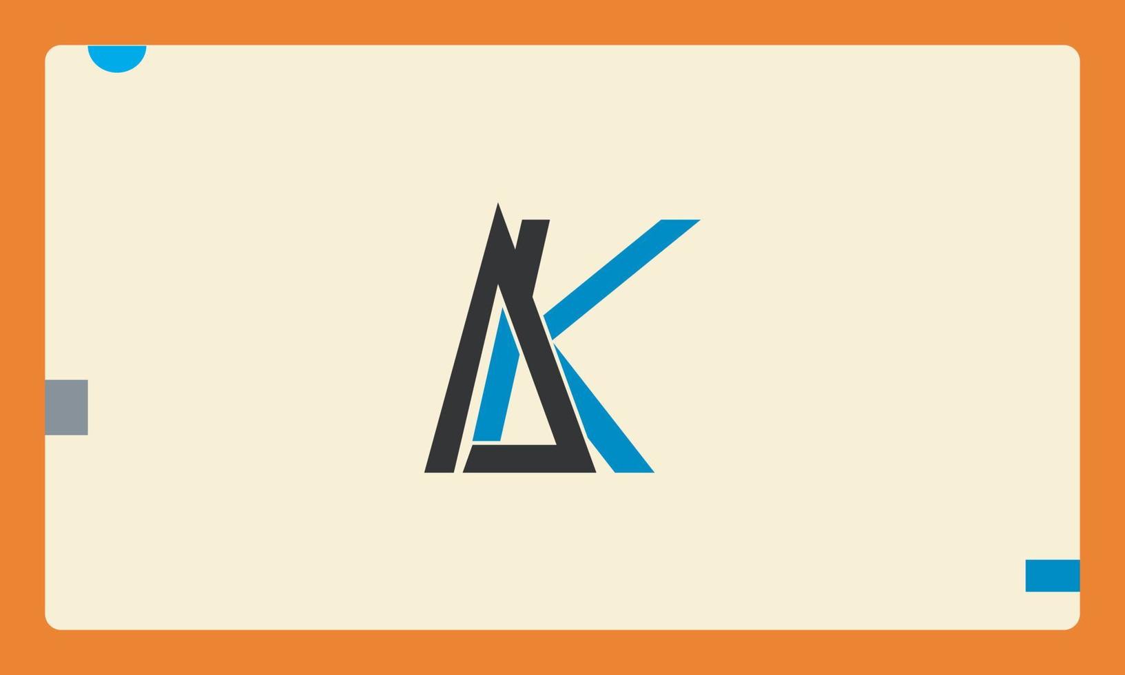 Alphabet letters Initials Monogram logo AK, KA, A and K vector