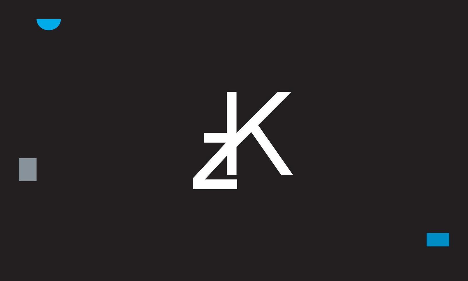 Alphabet letters Initials Monogram logo ZK, KZ, Z and K vector