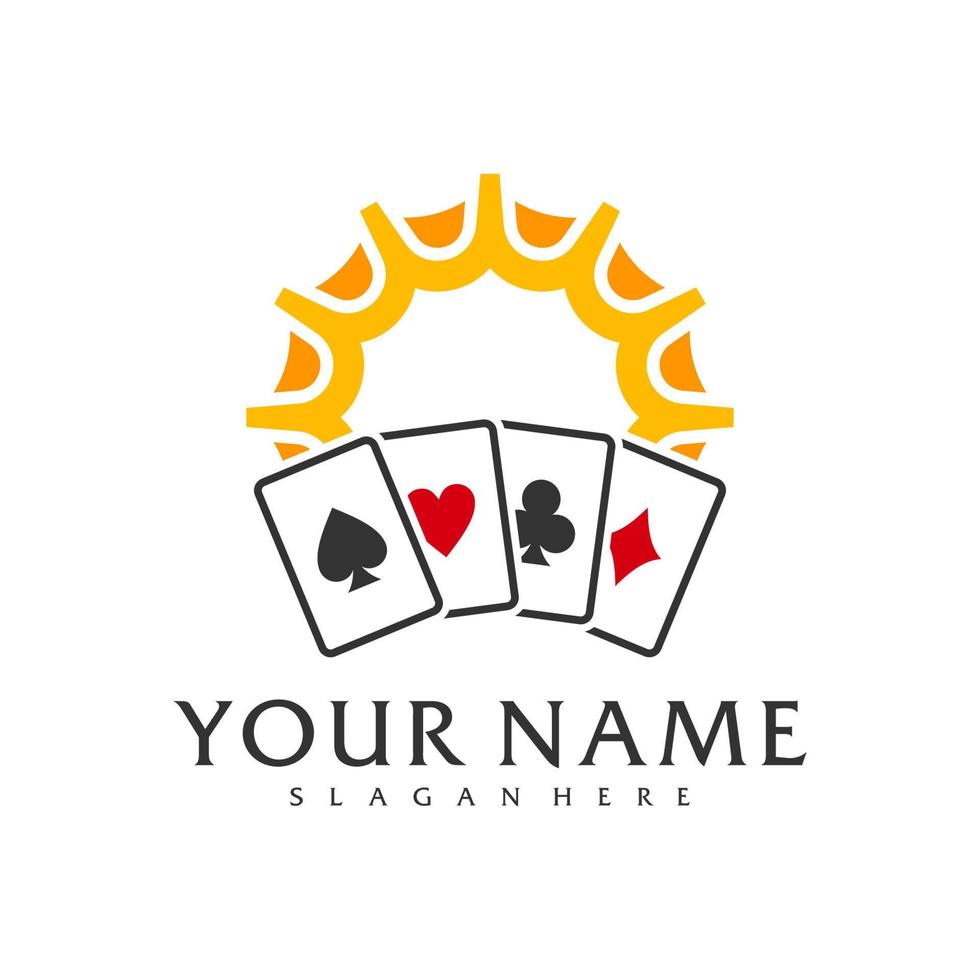 Sun Poker logo vector template, Creative Poker logo design concepts