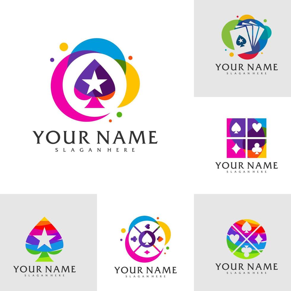 Set of Colorful Poker logo vector template, Creative Poker logo design concepts