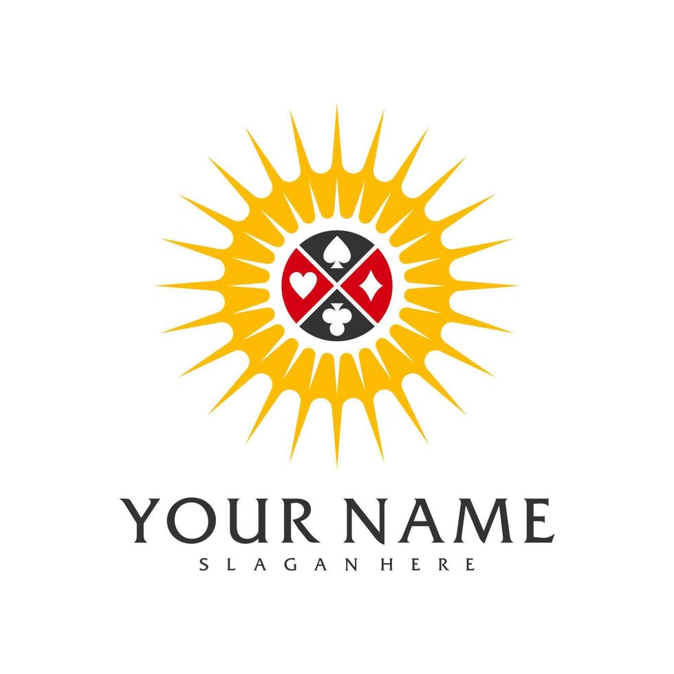 plantilla vectorial del logotipo de póquer solar, conceptos creativos de diseño de logotipos de póquer vector