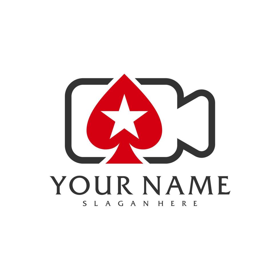 plantilla de vector de logotipo de póquer de cámara, conceptos de diseño de logotipo de póquer creativo