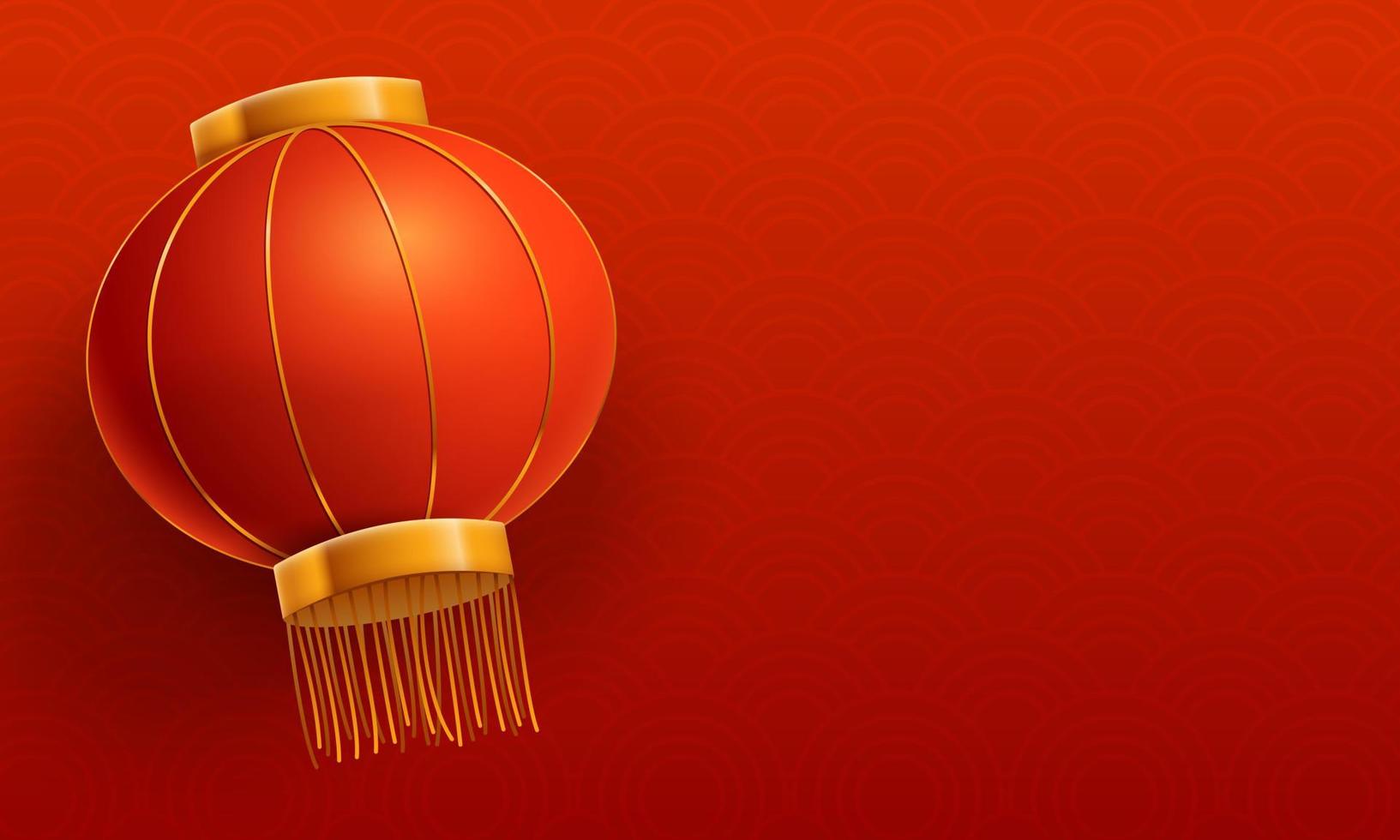 Chinese new year background template Illustrations with red pattern and big red lantern vector