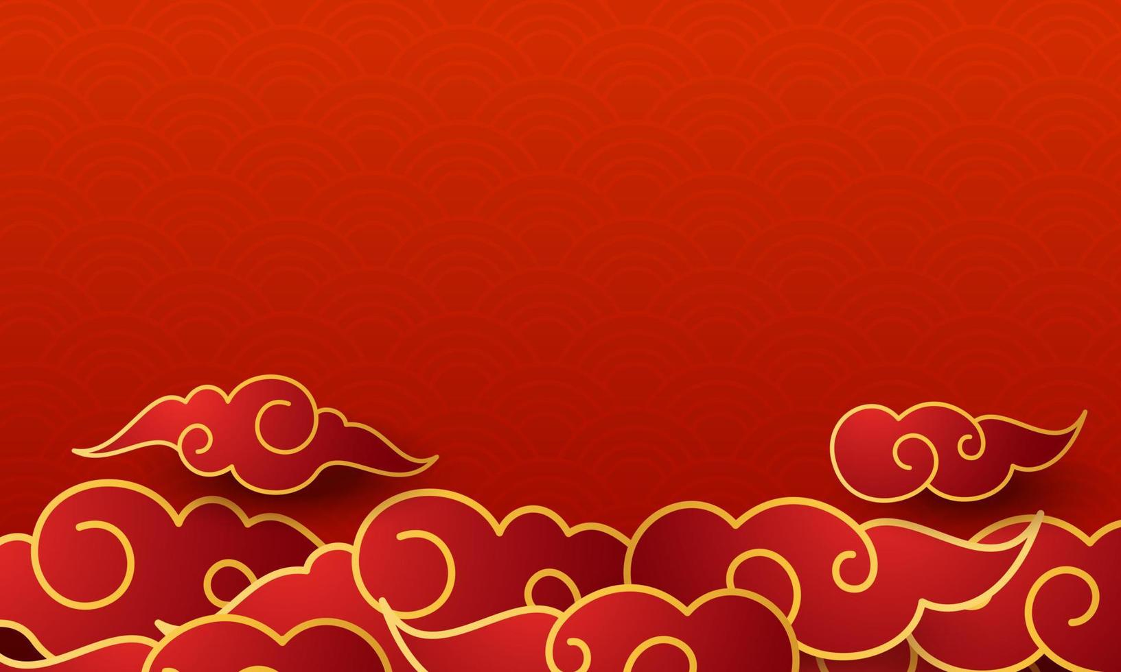 ilustraciones de plantilla de fondo de año nuevo chino con patrón rojo y nubes vector