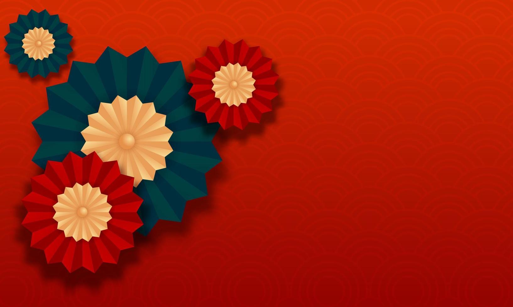 Chinese new year background template Illustrations with red pattern and chinese ornament vector