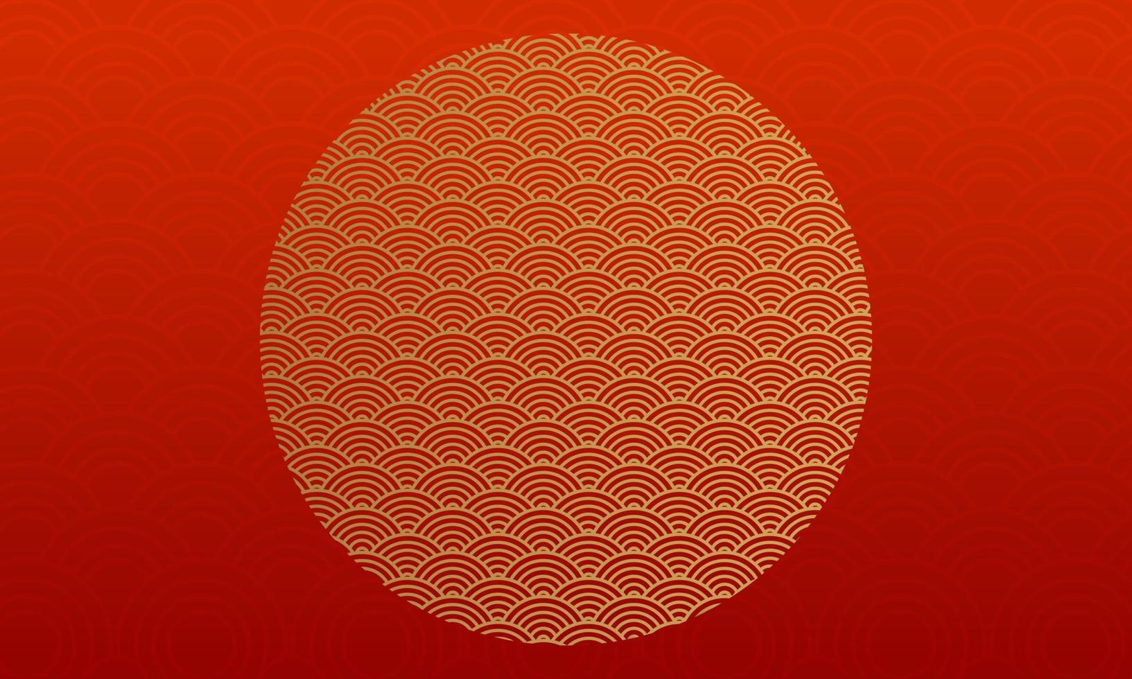 Chinese new year background template Illustrations with red and circle gold pattern vector