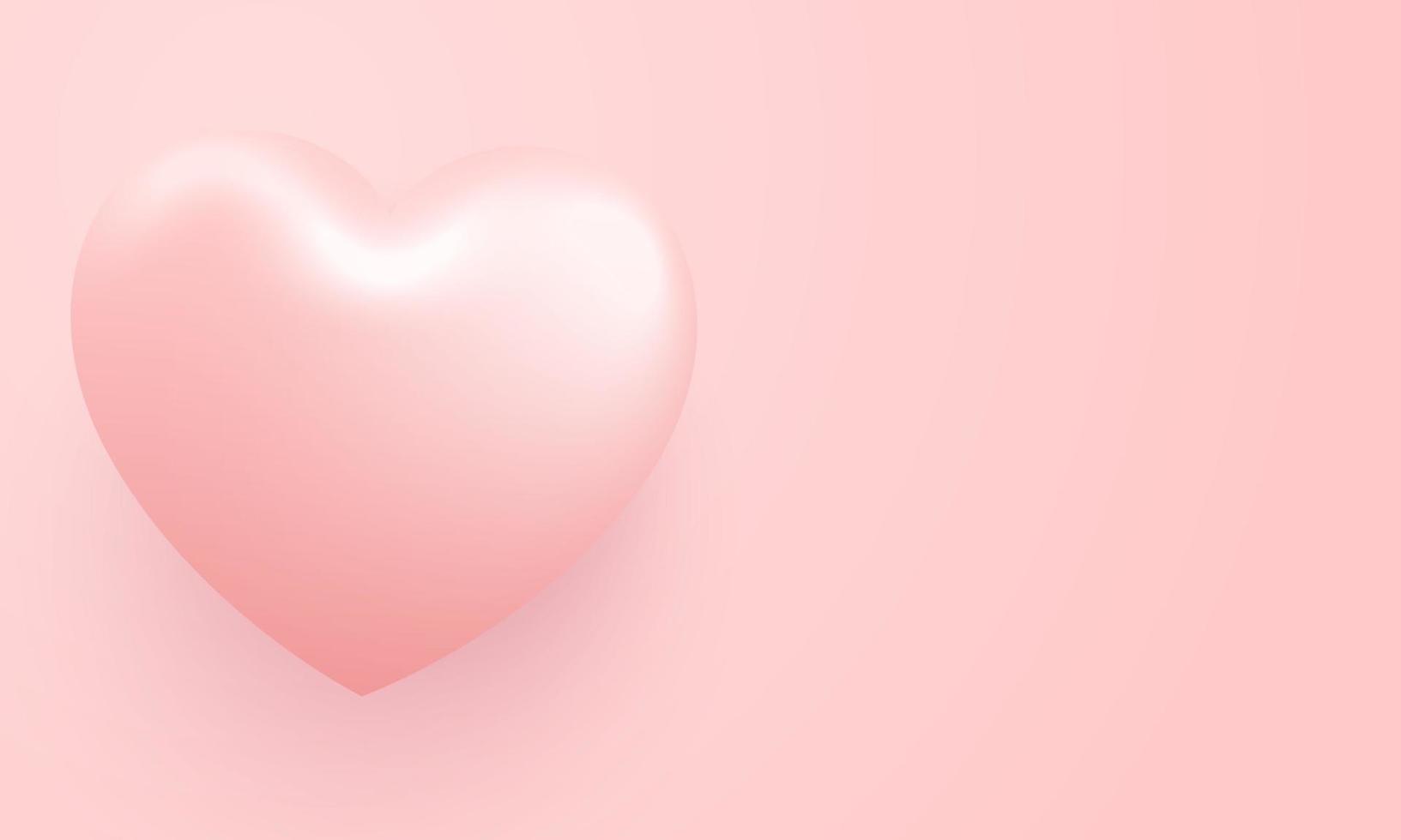 Love Happy Valentine's day background illustration. Beautiful pink background with realistic big heart vector