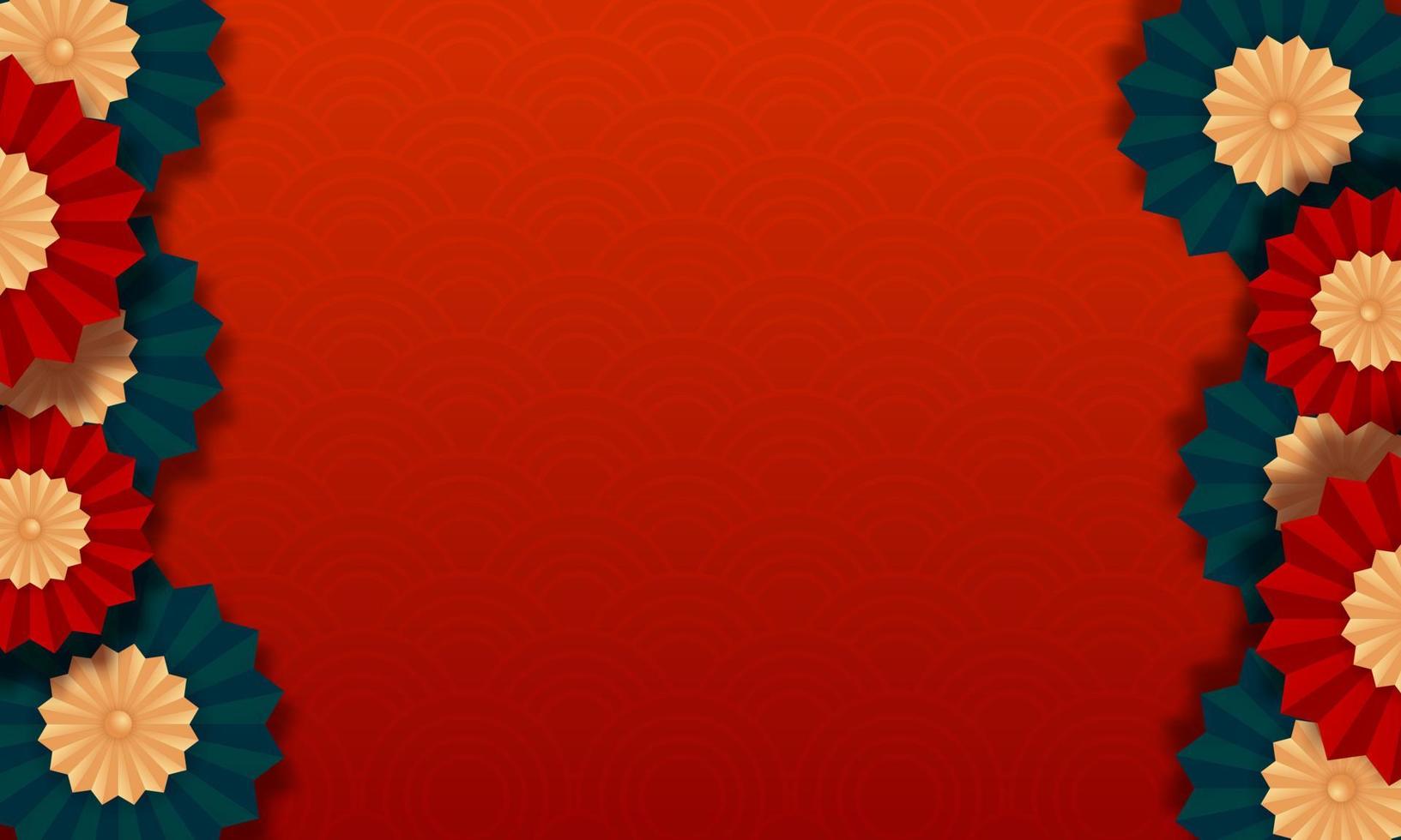 Chinese new year background template Illustrations with red pattern and chinese ornament vector