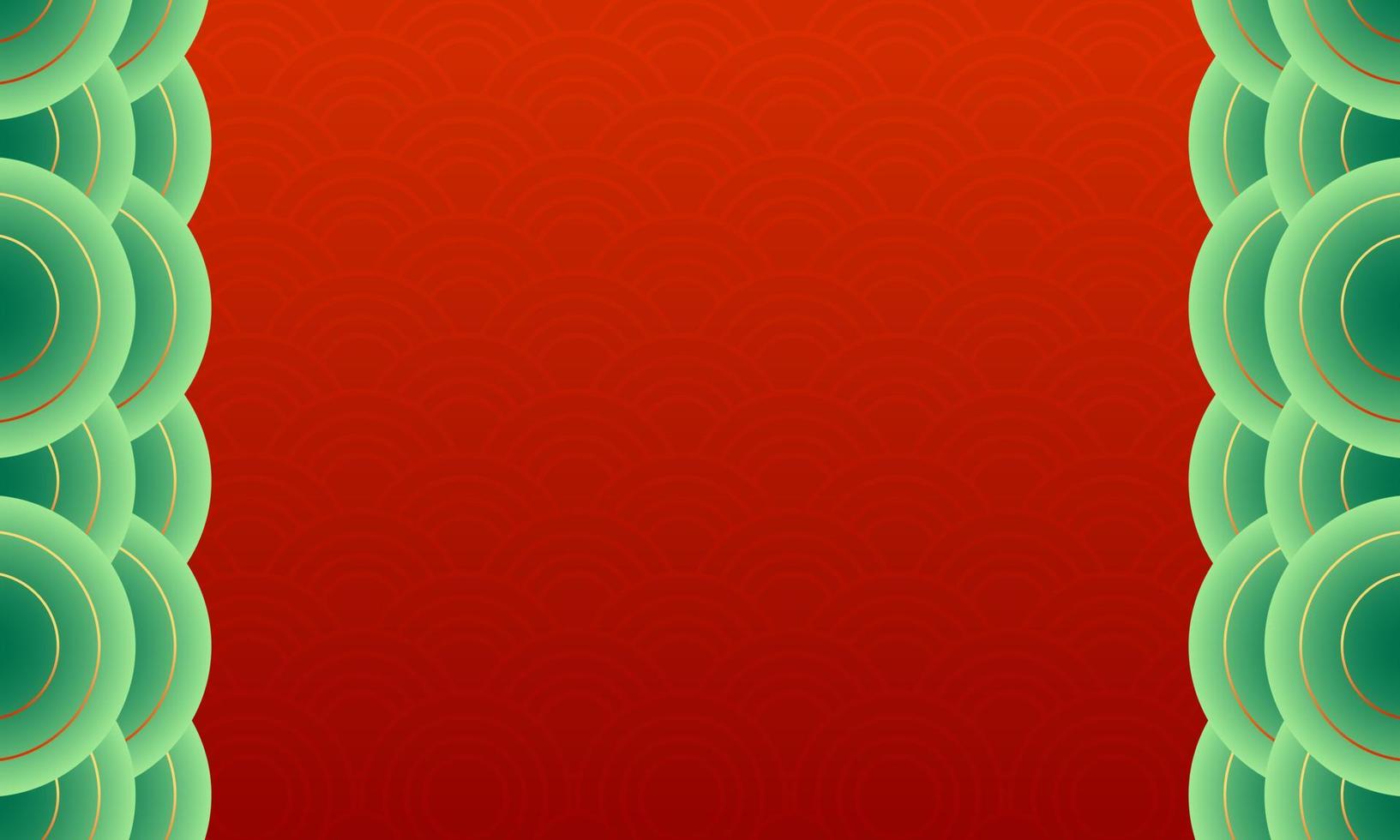 Chinese new year background template Illustrations with red pattern and circle green gradation pattern vector