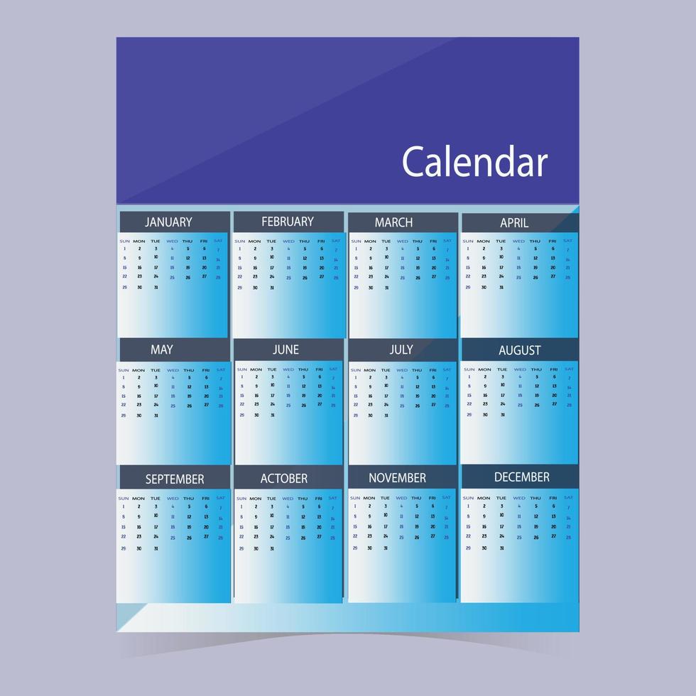 Color english square calender collection vector