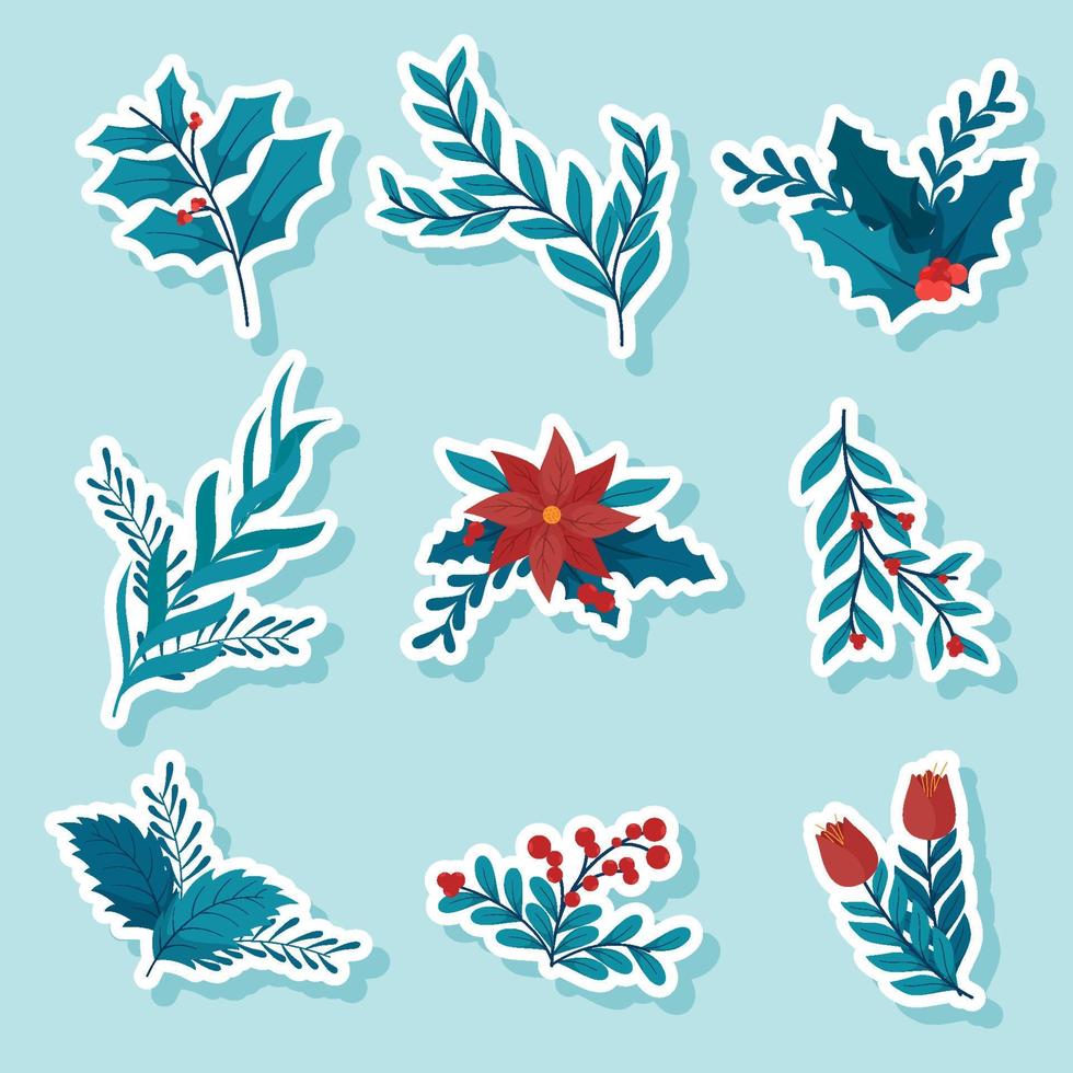 Nature Winter Floral Sticker vector