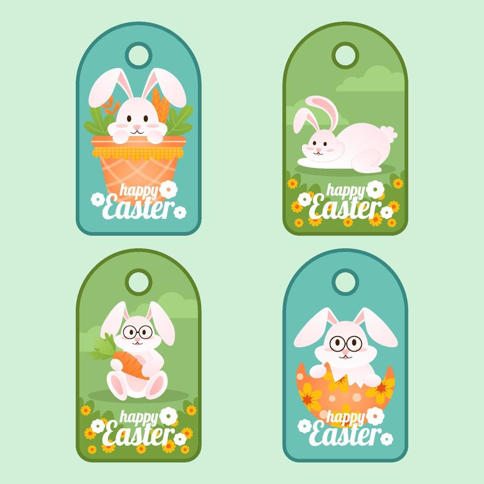 Easter bunny badges and labels vector design elements set.