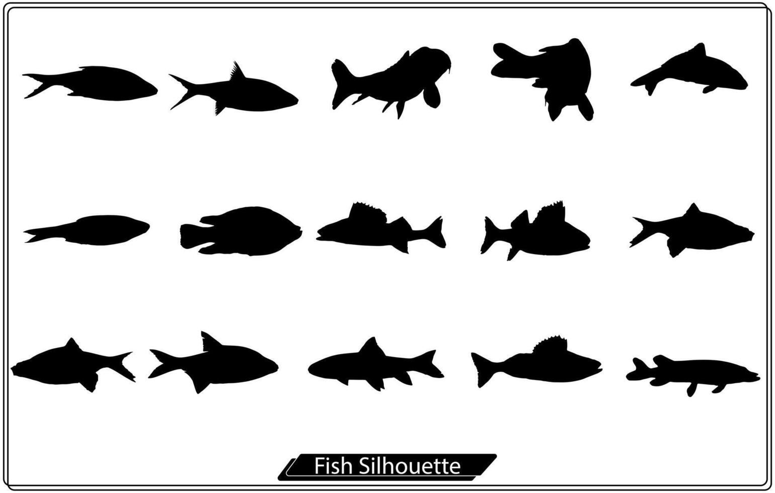 conjunto de colección de siluetas de peces gratis vector