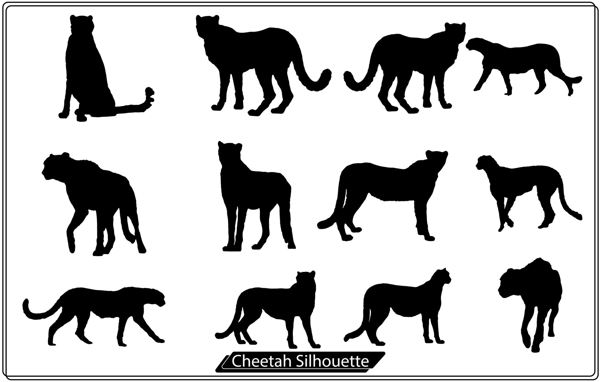 Cheetah run cycle spritesheet Silhouette Free 17114293 Vector Art at