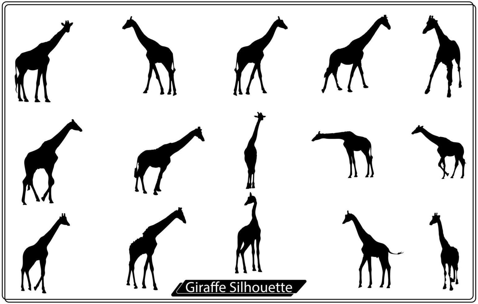 Giraffe vector silhouette icon Set