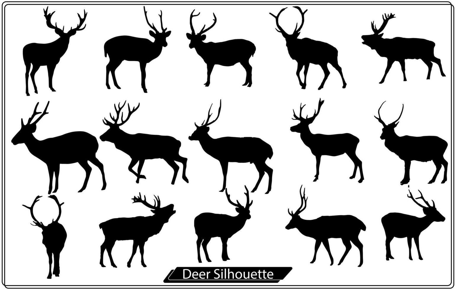 Deer vector silhouette icons set free