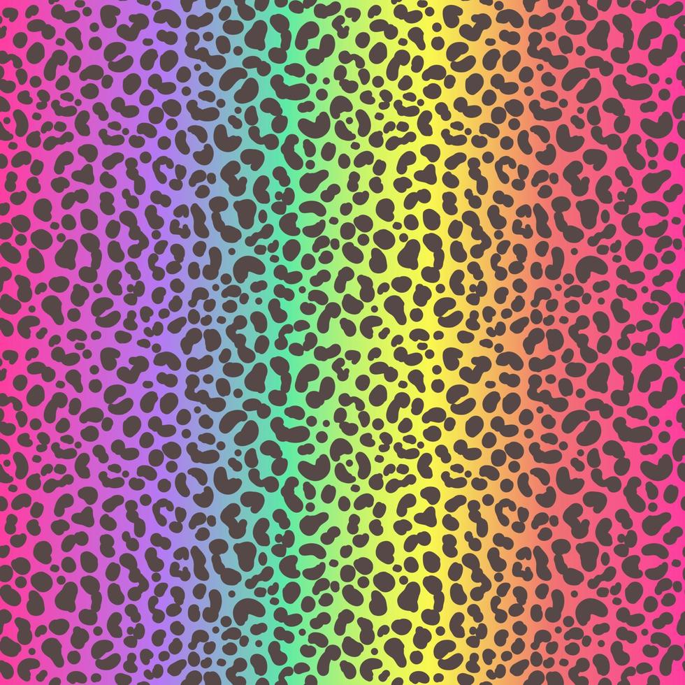 Rainbow cheetah seamless pattern. Leopard neon print. Vector animal spotted skin background