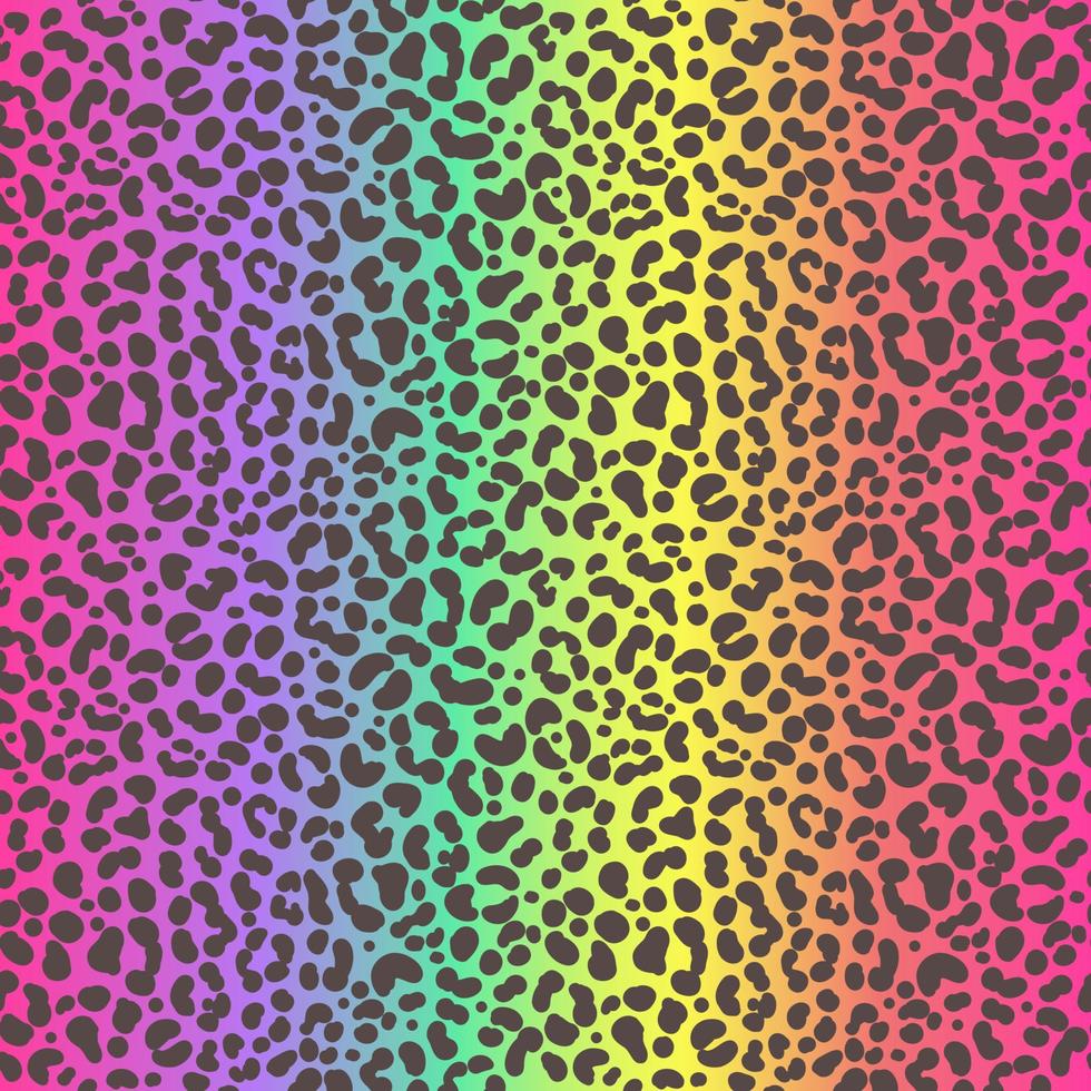 patrón sin costuras de guepardo arco iris. estampado de neón de leopardo. vector de fondo de piel manchada de animal