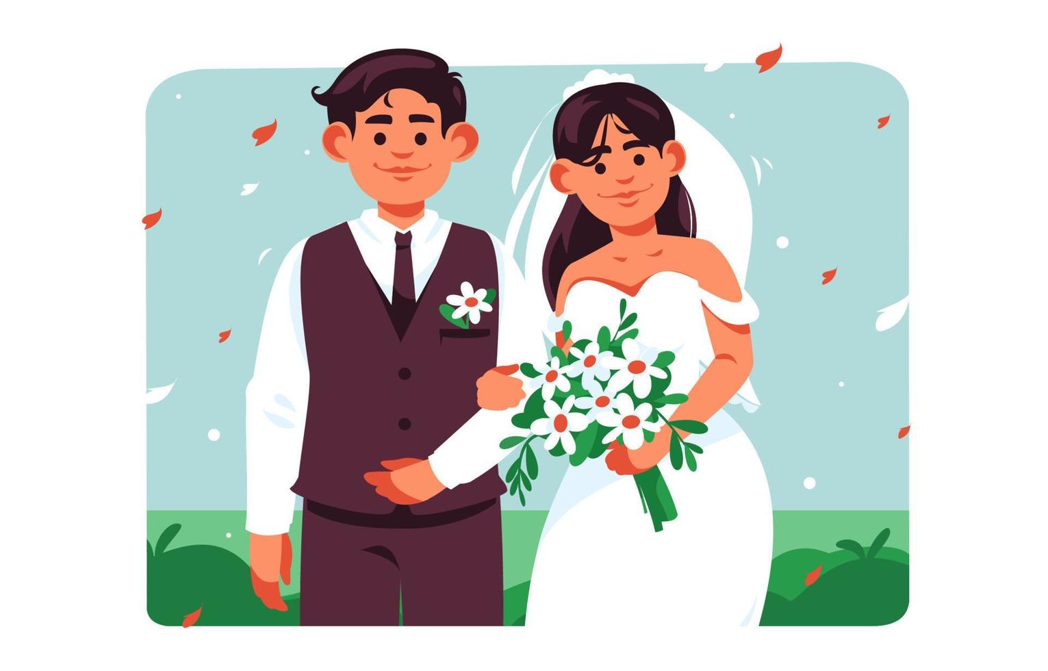 Photo Session of The Wedding Couple Concept vector